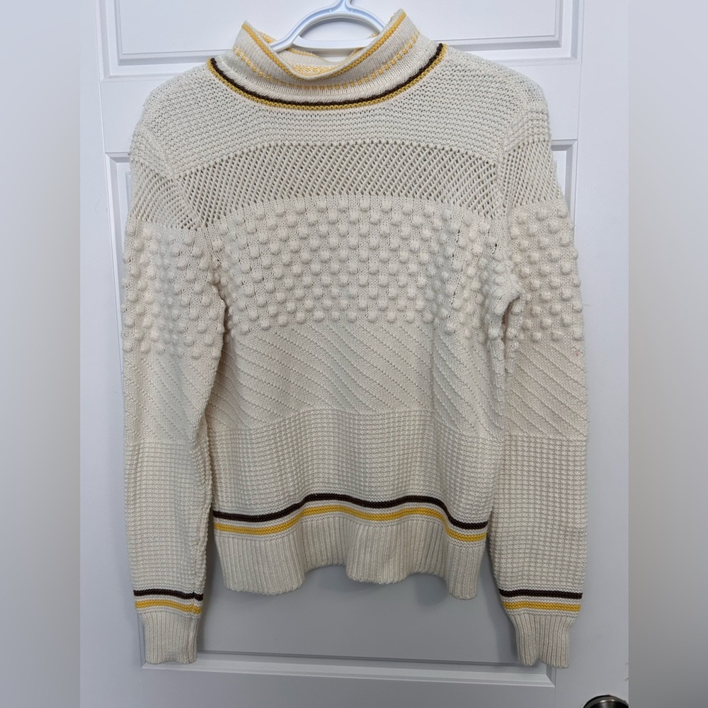 Cream Textured Knit Sweater